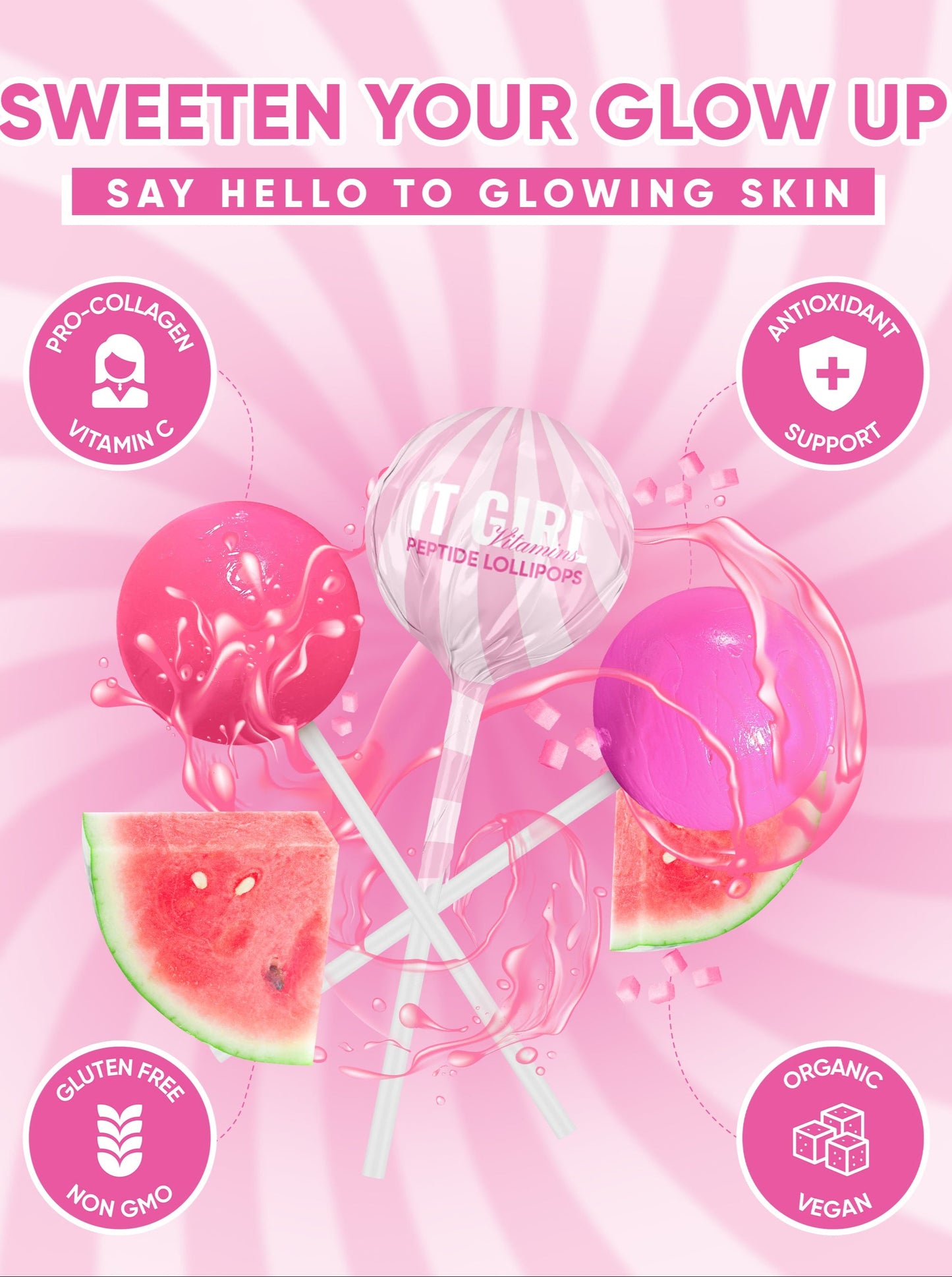 It Girl Beauty Lollipops - Collagen Peptides & Vitamin C Healthy Candy for Skin, Hair, Nails