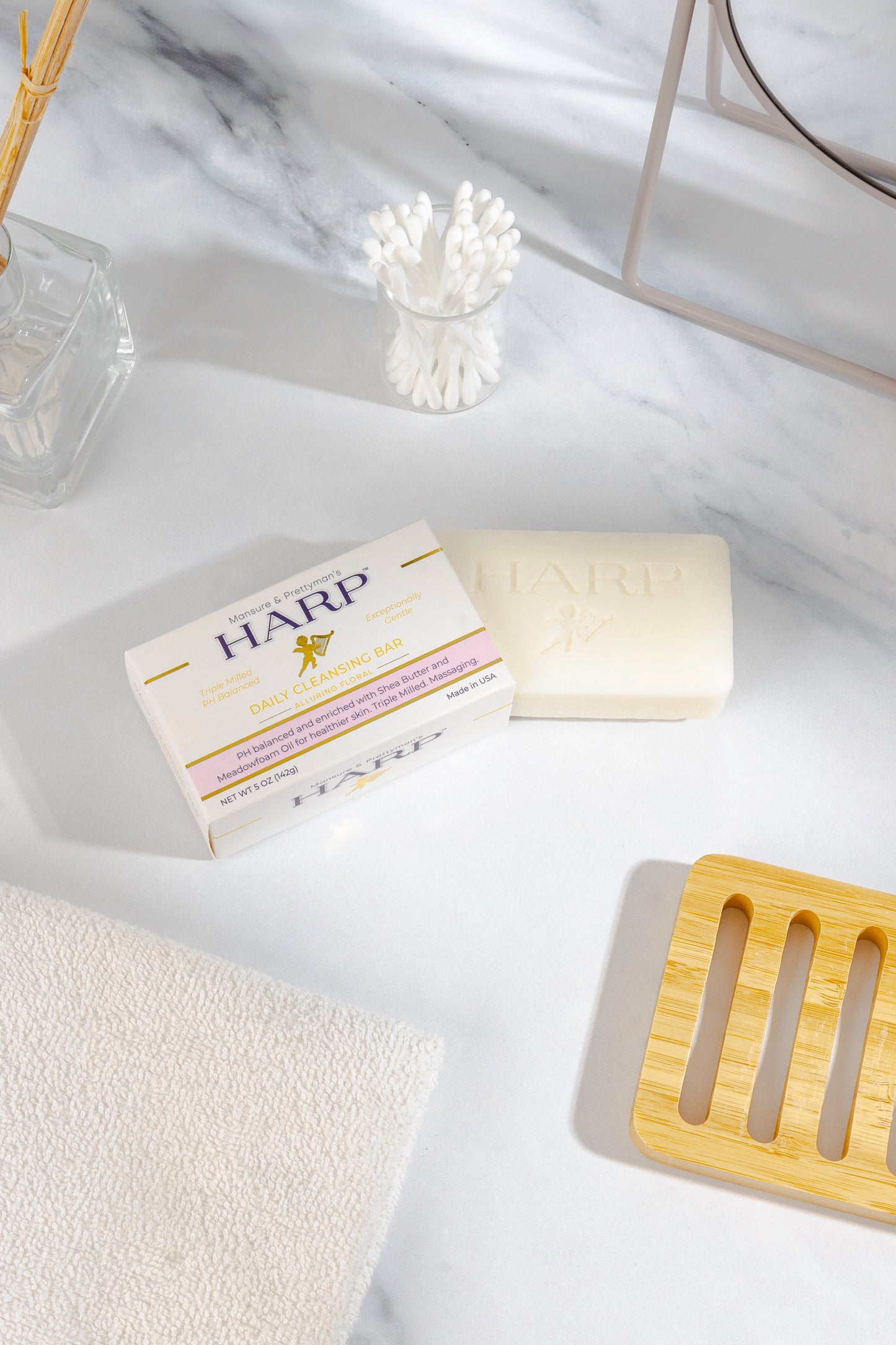 HARP pH-Balanced Body Wash Bar - Exceptionally Gentle For Dry or Sensitive Skin + Shea Butter-Borage oil- Meadowfoam | Non-Comedogenic | Soap-Free, Lye-Free. VANILLA LAVENDER FRAGRANCE. 5oz