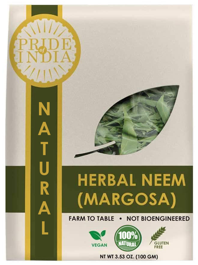 Natural Neem (Margosa) Herb Whole Leaf, 3.53oz (100gm) Pack